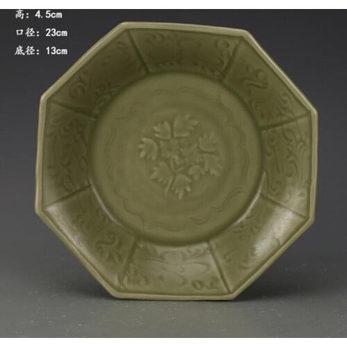 Antique SongDynasty porcelain plate,carved flower Octagon ,Hand-painted crafts,Decoration,collection &Adornment,Free shipping