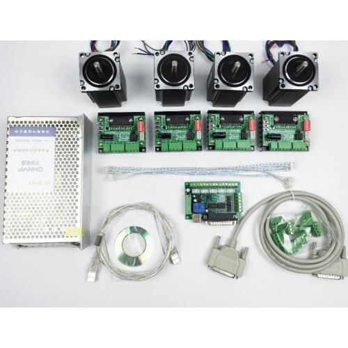 CNC Router Kit 4 Axis, 4pcs 1 axis TB6560 driver +one interface board + 4pcs Nema23 312 Oz-in stepper motor + one power supply