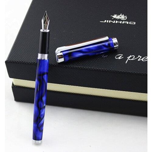 Jinhao 155 Luxury Dazzle Blue Fountain Pen High Quality Metal Inking Pens for Office Supplies School Supplies