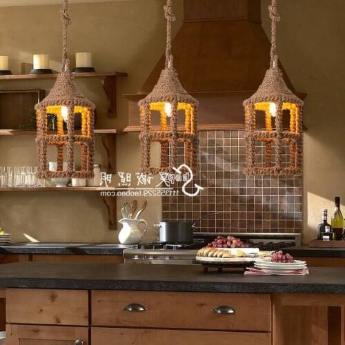 American Country Hemp Chandelier Loft Retro Art Designer Guest Restaurant Coffee Bar Clothing Store Decoration lampen