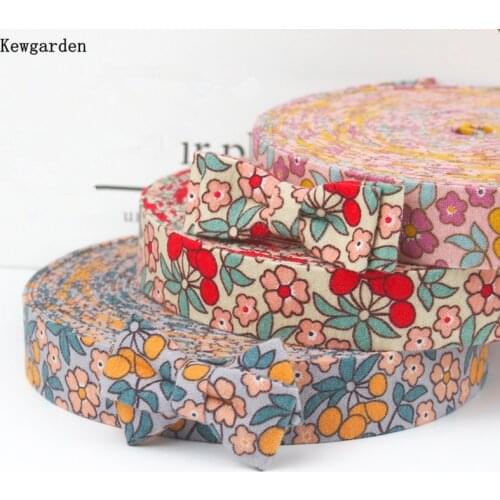 Kewgarden Flower Fabric Layering Cloth Ribbons 2" 1" 5cm 25mm 1cm Handmade Tape Carfts DIY Hair Bow tie Accessories 11 Yards