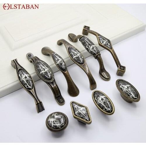 LSTABAN American Minimalist Cupboard Bookcase Wardrobe Marble Ceramic Handle European-Style Drawer Shoe Cabinet Brushed Knob
