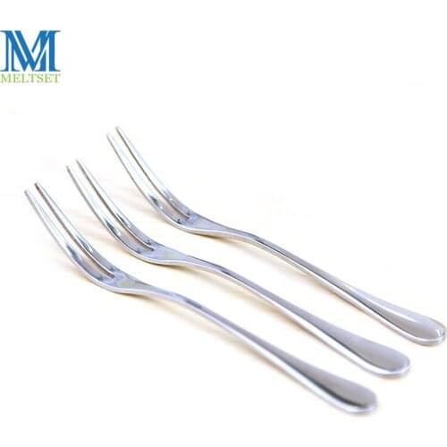 Meltset 3pcs/lot Stainless Steel Fruit Fork Kitchenware Cutlery Cake Snack Forks Home Party Dessert Flatware