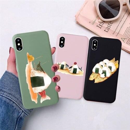 Cute Japan Cartoon Food Rice Ball Silicone Soft Shell Phone Case for iPhone 11 Pro XS Max X XR 7 8 6 6s Kwayi Animal Phone Cover