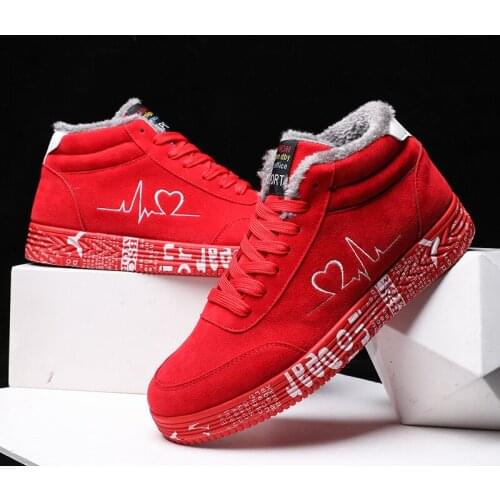 Fashion Winter Sneakers Warm Plush Women Vulcanized Shoes Ladies Plus Size 35-44 Casual Shoes High Top Lover Shoe Graffiti Flat