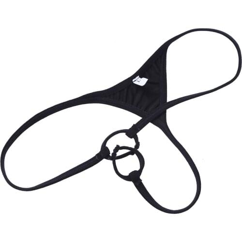 Mens Exotic Lingerie Underwear Patent Leather G-string Thong Panties with Penis Hole Loop Bikini Briefs Underwear Underpants