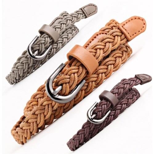 2018 New Fashion Woven Braided pu Leather Belt Waistband Female Vintage Pin Buckle Waist Strap Belts for Women Jeans Dress