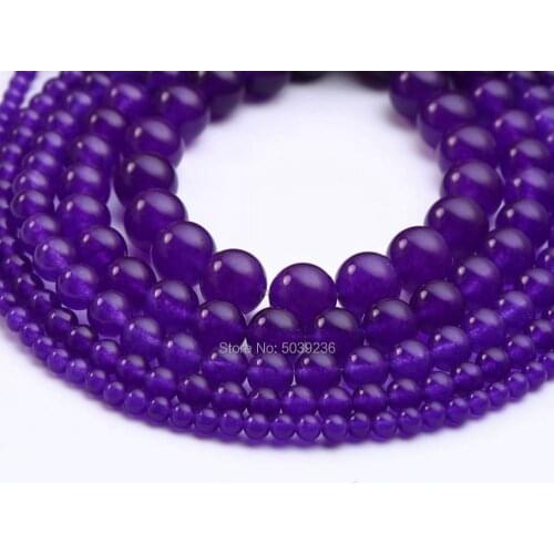 Wholesale Dark Purple Jades Natural Stone Round Loose Beads for Needlework Jewelry Making 4/6/8/10/12mm DIY Bracelet