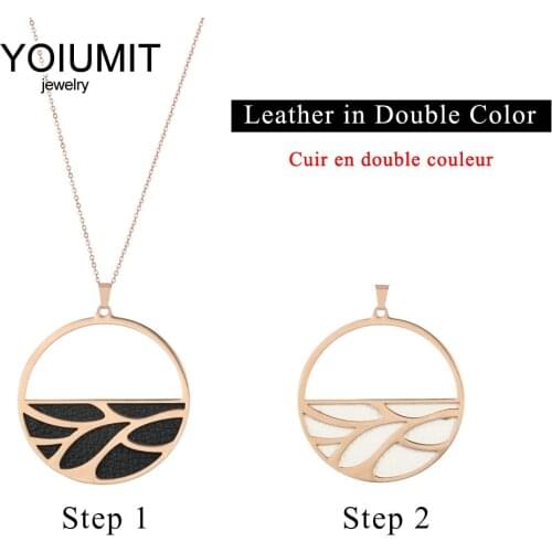 Cremo DIY Rose Gold Interchangeable Leather Necklace Pendant Stainless Steel Necklace For Women Fashion jewellery Dropping