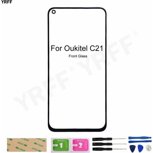 Mobile Front Glass Panel For Oukitel C21 (No Touch Screen) Outer Glass Panel Cover Phone Repair Tools With 3M Glue