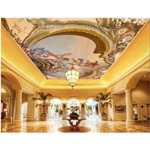 Custom ceiling wallpaper for walls 3 d ceiling zenith murals HD European architectural figure ceiling mural home decoration