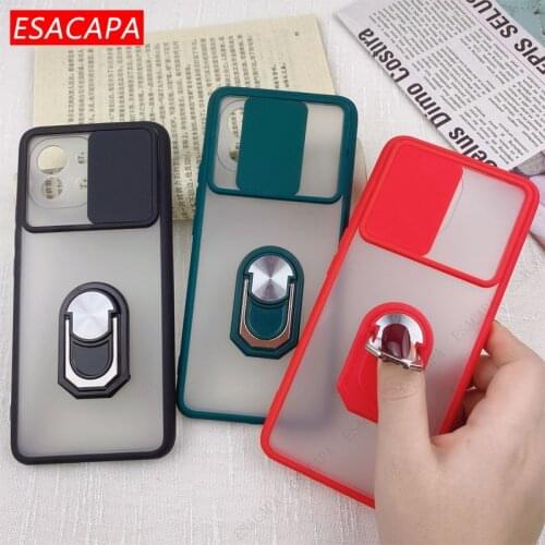 Transparent Ring Stand Holder Anti-Shock Cover For Xiaomi Mi 11 M2011K2C M2011K2G Slide Camera Lens Protection Matte Phone Case