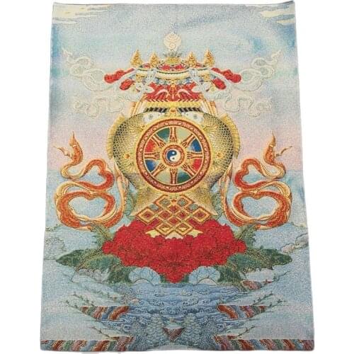 Silk embroidery Thangka satin gold silk embroidery eight touches eight treasures in one