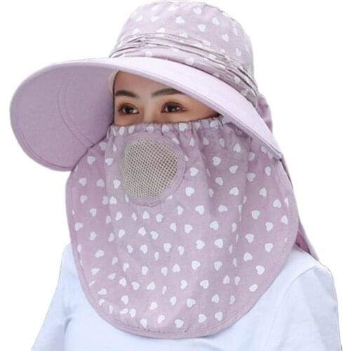 Fashion Casual Women Summer Sunhat Anti-UV Breathable Big Brim Outdoor Sun Hat Face Neck Flap casquette femme кепка женская 2021
