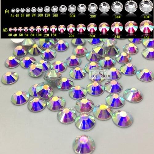 TopStone All Sizes Crystal AB/Clear Flatback Rhinestones Non Hotfix Silver Foiled Back For Nail and Dress Making