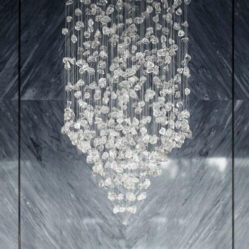 LED art crystal stone chandelier large-scale decorative lamp for living room hotel lighting spiral staircase chandelier