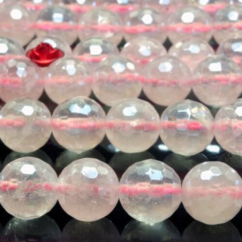 Titanium Rose Quartz Faceted Round Loose Beads Wholesale Gemstone Semi Precious Stone Bracelet Necklace For Jewelry Making