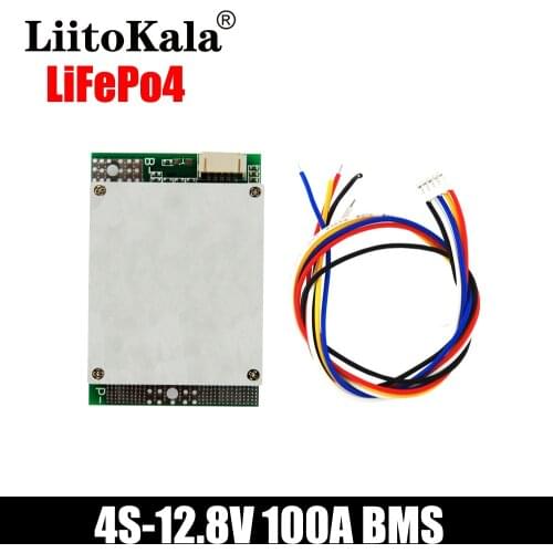 LiitoKala lifepo4 BMS 4S 12V 100A Waterproof BMS For Rechargeable Lifepo4 Battery With Same Port for 3.2V Lifepo4 battery