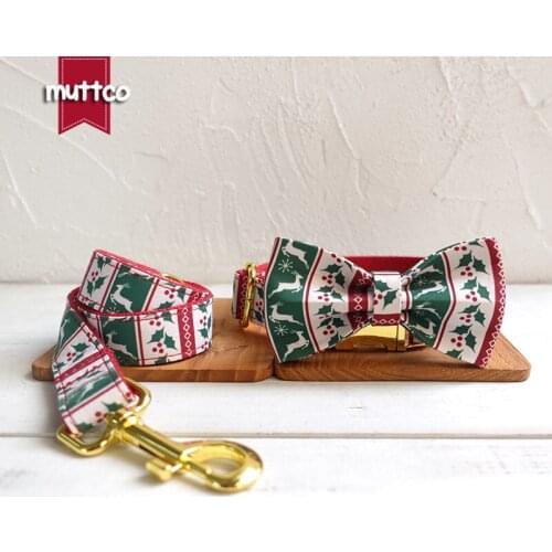 MUTTCO unique collar THE CHRISTMAIS DEER convenient to walk the dog leash accessory for small medium large dog 5 sizes UDC094B