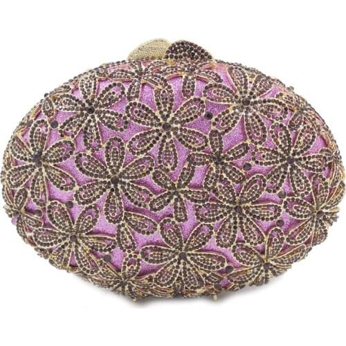 XIYUAN purple Diamond Women Crystal Evening bags Minaudiere Bag Wedding Clutch Bridal Bag Ladies Metal Crystal Clutch purse gift