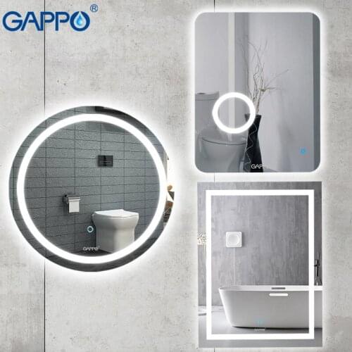 Gappo Bath magnifier Mirrors Led 600*800 cosmetic mirror touch switch light adjustable wall mounted light bathroom makeup mirror