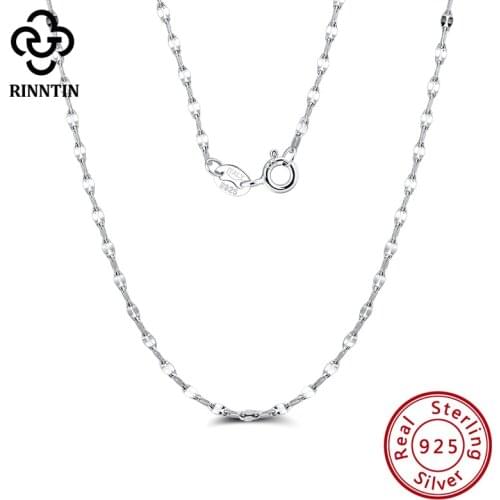 Rinntin Solid 925 Silver 3.0mm Twist Flake Chain Necklace 18'' 45cm Women Sterling Silver Necklace Fine Jewelry Gifts SC26-P-18