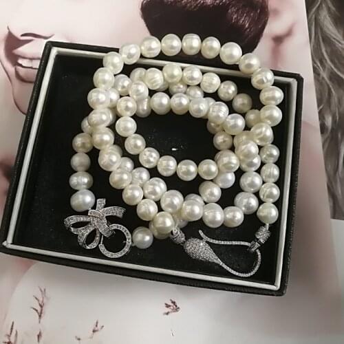 Women cubic Real Natural Freshwater Pearl choker Necklace 8-9mm White inregular Pearl Jewelry Gifts