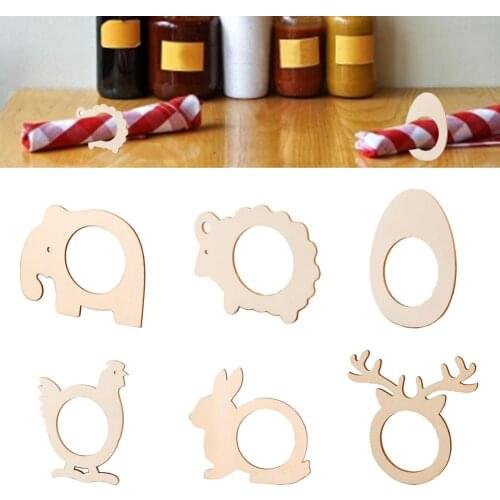10 Pcs Christmas Elk Napkin Rings Wooden Napkin Buckle Holder Wood Table Decoration For Hotel Home Festival Gathering Dinner