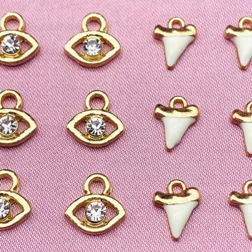 10Pcs Mix Teeth/Eye Charms Evil Eye Metal Pendant Charm DIY Jewelry Making Earring Necklace Jewelry Accessories Earring Handmade