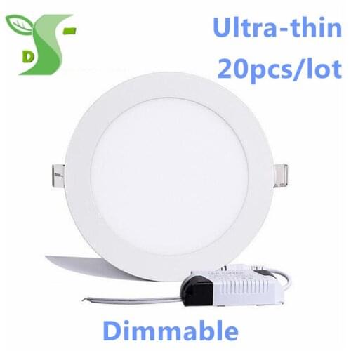 20pcs AC85-265V Dimmable LED Panel Light 25W Round LED ceiling Lights Ultra thin LED down light white warm white SMD 2835chip