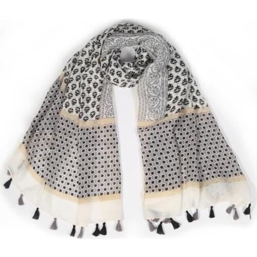 2021 Fashion Geometry Printed Pattern Cotton Voile Tassel Scarf 10pcs/lot