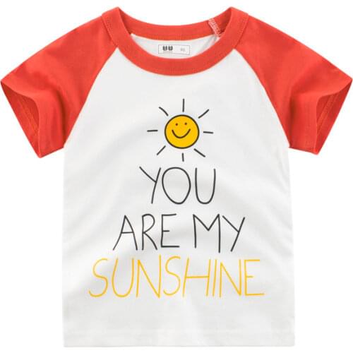 2021 Summer Kids Clothes T Shirts Letters Print Girls Boys Cotton Children Shirt Baby Toddler Tops Cartoon Short Sleeve Clothing