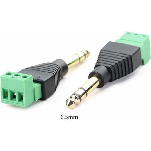 5pcs/lot 1/4" 6.35mm 3 Pole Stereo Male 6.5 MM Non Soldering Plug DIY Connector