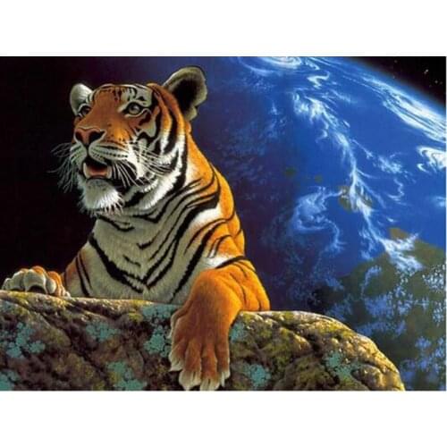 Diamond Embroidery Tiger And Earth Square&Round Drill Handmade 5D Diy Diamond Painting Cross Stitch Diamond Mosaic Craftwork