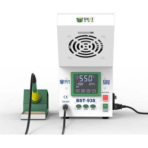 BST-938 Antistatic Thermostat Soldering Station With Smoking Instrument LED Light Adjust Temperature Soldering Iron Station Tool