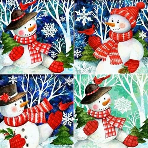 AZQSD DIY Diamond Painting Snowman Winter Full Drills Handmade Gift Diamond Embroidery Cartoon Mosaic Needlework Home Decoration