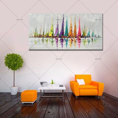 UnFramed 100%hand painted modern abstract City Oil painting on canvas city picture for living room bedroom office decoration