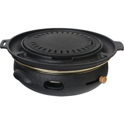 Barbecue Grill Korean Round Barbecue Pot Charcoal Grill Cast Iron Golden Tabletop Stove