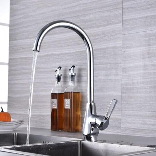 Kitchen Faucet 360 Degree Swivel Spout Curved Outlet Pipe Tap Hot Cold Water Mixer Tap Single Handle Kitchen Sink Tap Hardware