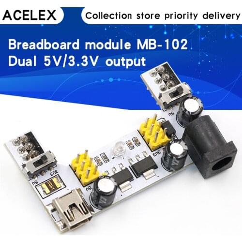 MB102 Mini USB Interface Breadboard Power Supply Module MB-102 Module For Arduino White DC 7-12V 2 Channel Board