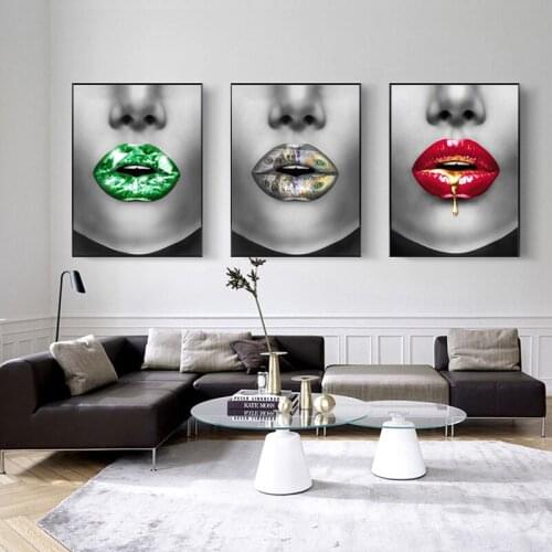 Sexy Women Lips Modular Art Canvas Painting Modern Posters and Prints on The Wall Art Pictures for Living Room Home Decor