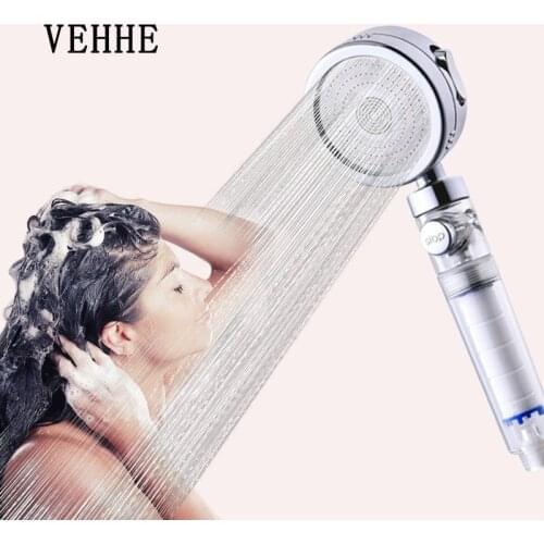 VEHHE 3-Function Filter Cotton Shower Head with Stop Button Bathroom Multifunction 80mm Nozzle Electroplated Water Saving Spray