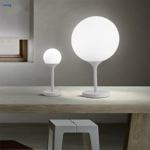Nordic White Ball Moon Table Lamps Bedroom Bedside Study Desk Lights Lighting Modern Living Led Eye Care Glass Shade Fixtures