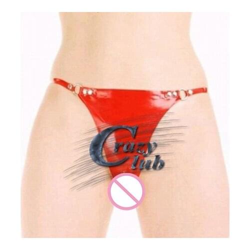 Crazy club_2019 New Fashion Women Red Latex Panties Sexy Short Rubber Pants G-string For Ladies Custom Size Hot Sale on line