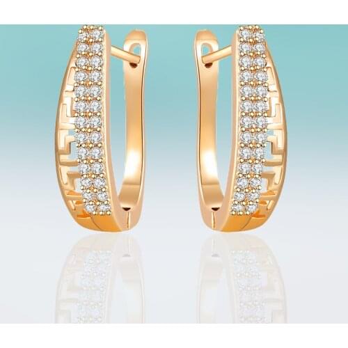 New Simple Hollow Stud Earrings Multiple Cubic Zirconia Gold/Silver Color Earrings for Women Jewelry High Quality Exquisite Gift