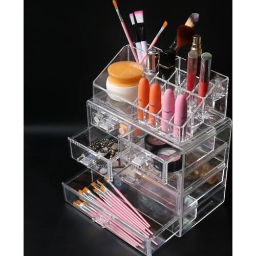 2018 NEW Cosmetic Organizer Oversized Drawers Plastic Desk Jewelry Organizer Acrylic Makeup Organizer Arrangement Storage Box