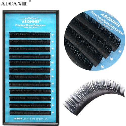 Hot Selling PBT Flat Lashes Extension Supplier Private Label Ellipse Split Tips Eyelash Individual Hand Made