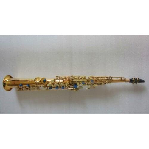 Professional Gold-plated Straight Bb Soprano Saxophone Woodwing Instrument Mouthpiece and hard Case free shipping