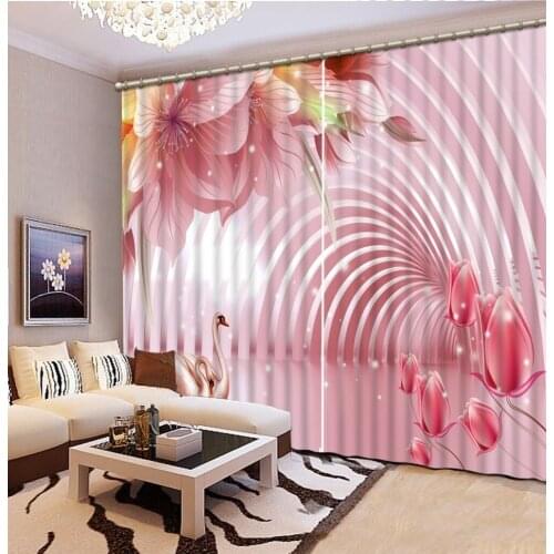 Luxury Blackout 3D Window Curtain For Living Room space curtains flower curtains