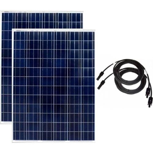 Solar Panel 200w 24v 2 Pcs Sun Panels 400w PV Cable 10M Solar Battery Off Grid System RV Motorhomes Caravan Car Camp Boat Yacht